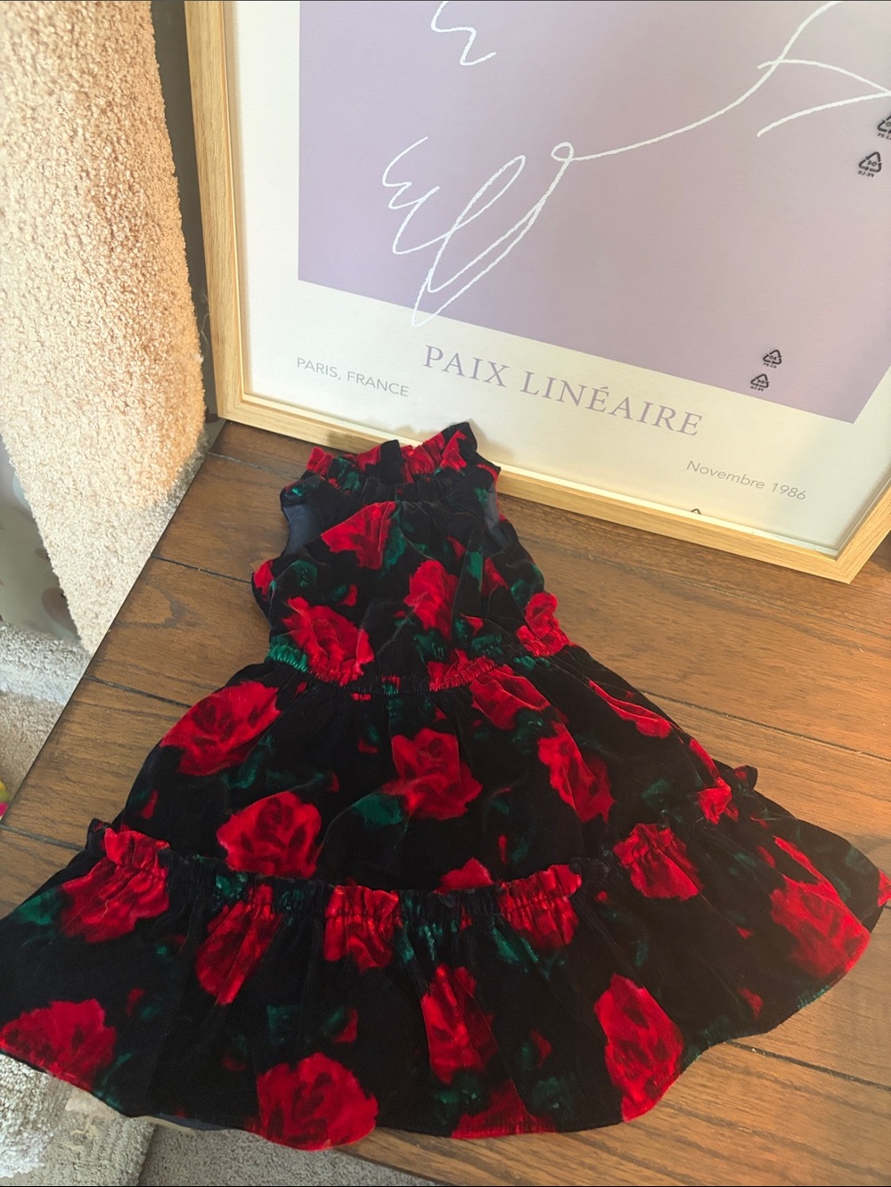 Janie and Jack Red and Green Velvet Floral Kids Hat